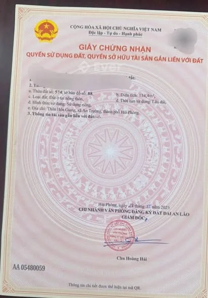 Chào bán 2 lô đất liền kề tại Hoà Giang, An Trường, Hải PhòngDiện tích 134m2 trở lên ngang 4.5m