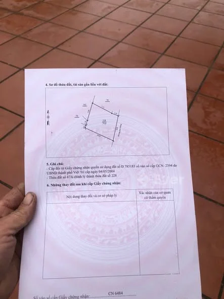 Đất kèm nhà cấp 4 – Anh Dũng, Thanh Miếu, Việt Trì Diện tích 79m² – Full thổ cư