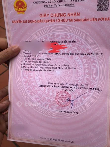 Đất kèm nhà cấp 4 – Anh Dũng, Thanh Miếu, Việt Trì Diện tích 79m² – Full thổ cư