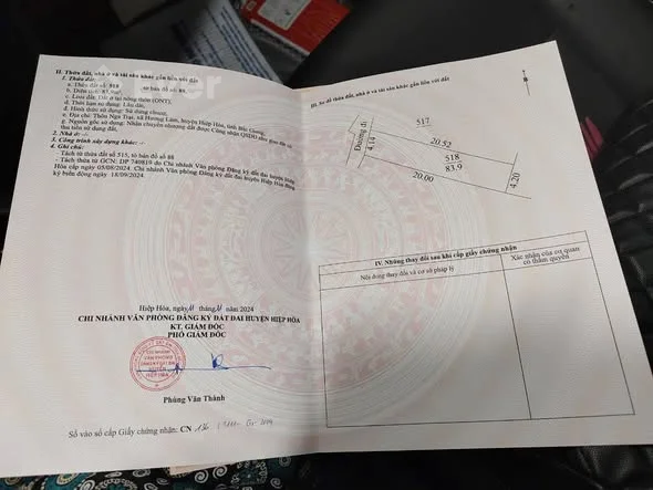 Siêu Phẩm VEN CÔNG NGHIỆP HOÀ PHÚ Vị trí Tại thôn Nga Trại, Xã Hương Lâm , Hiệp Hoà, Bắc Giang