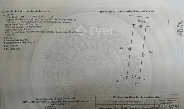 75mv - 76mv tại Đông Tảo Khoái Châu , nay là Hoàn Long Hưng Yên