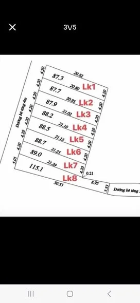 ĐÔNG NINH KHOÁI CHÂU HƯNG YÊN, FULL THỔ CƯ Diện tích: 89m2, mặt 4,2m bằng hậu Giá : 2xtr/m2 Ful thổ