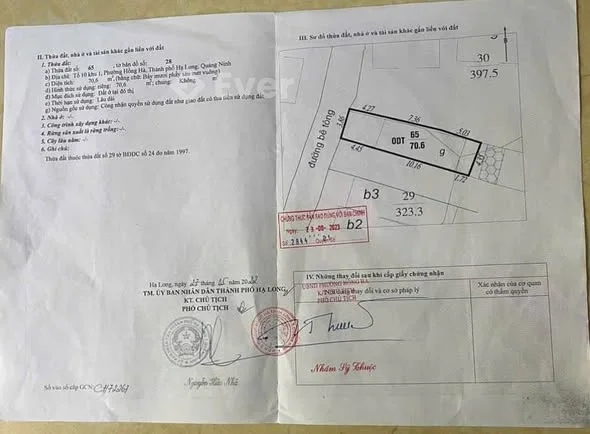 Cc bán lô đất sau báo In Cột 5 - Hạ Long• Diện tích : 70,6m• Hướng : Tây Bắc