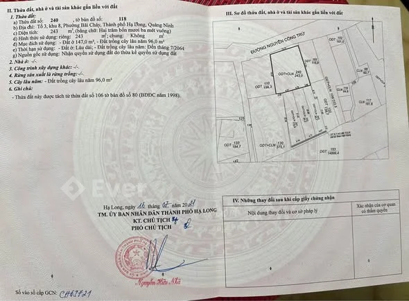 CC B.Á.N khu sân vườn Cái Dăm đi vàoDiện tích: 243m2