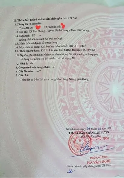 Chính chủ gửi bán lô đất mặt đường kinh doanh thuộc xã Tân Phong - Ninh Giang ( cũ)