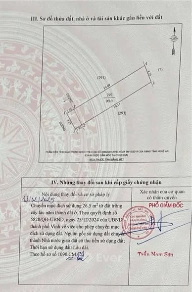 BÁN ĐẤT LỐI 2 NGUYỄN TRƯỜNG TỘ – TRUNG TÂM TP VINH Diện tích: 90m² Đất ở (thổ cư): 76,5m²