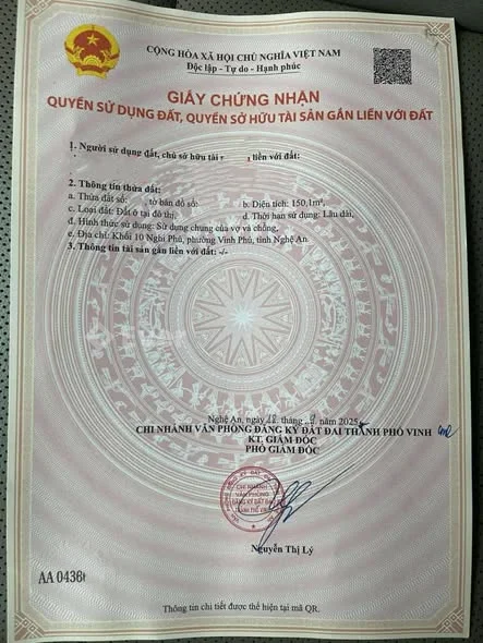 Bán đất khối 10 Vinh phú ( Nghi Phú)Diện tích 150,1m2 (7x21,6)Giá : 4tỷ620triệu