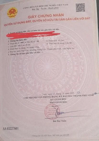 Đất Ngũ Lộc - Hưng LộcNgõ đường Trần Minh Tông- Diện tích: 63,3m2, full đất ở.