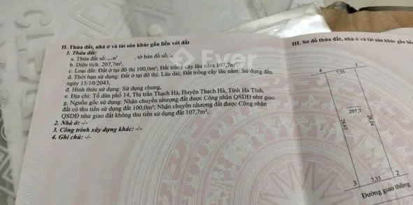 ĐẤT TỔ 14 TT THẠCH HÀDiện tích: 207,7m2 ( 7,35x28,6 )Giá: 1 TỶ xxxHướng Nam - Thỏa thuận - 207.7m²