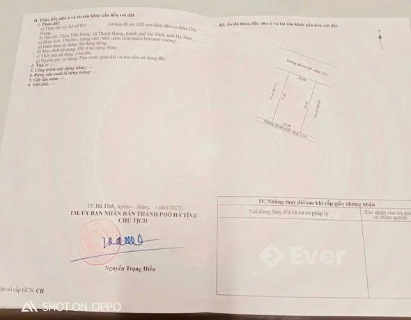 ĐẤT QH XEN DẮM TIẾN HƯNG THẠCH HƯNG TP HÀ TĨNH Diện tích: 194m2 (10X19,40)Giá: 3tỷ5xx