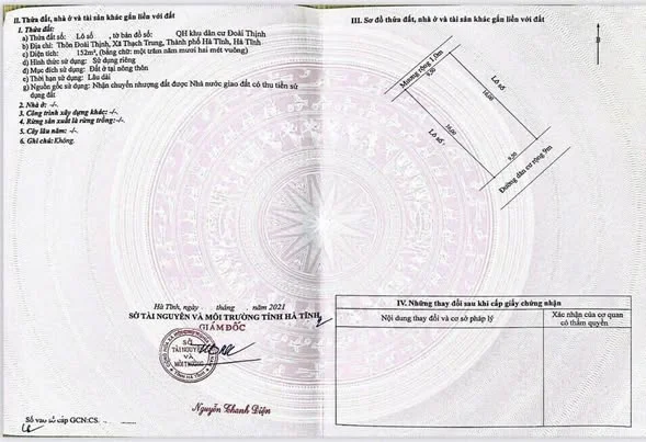 ĐẤT QH ĐOÀI THỊNH, THẠCH TRUNG _PHƯỜNG TRẦN PHÚ _HÀ TĨNH