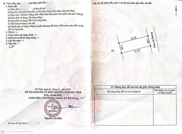 ĐẤT THÔN BẮC SƠN HẢI - KỲ HẢI NAY THUỘC PHƯỜNG HẢI NINH GIÁ 5xx