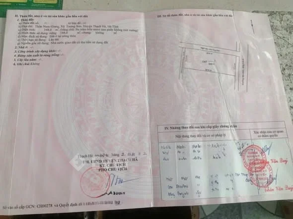 THÔN SÂM LỘC, TƯỢNG SƠN, HÀ TĨNH Giá: 5 tỷ 4xxDiện tích : 348m2 (12*29)