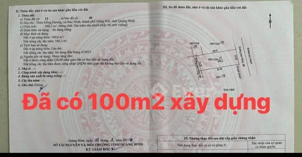 Đất biển Bảo Ninh dãy 2 Trần Hưng Đạo, ngay cầu Nhật Lệ 1, Cách Quảng Trường Biển chỉ hơn 100m