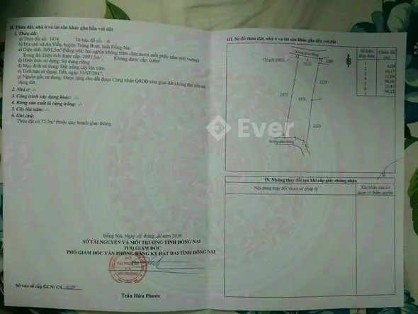 Chủ gửi bán An viễn - Trảng Bom  Mặt tiền chính liên ấp 2,3,4 - Thỏa thuận - 2092m²