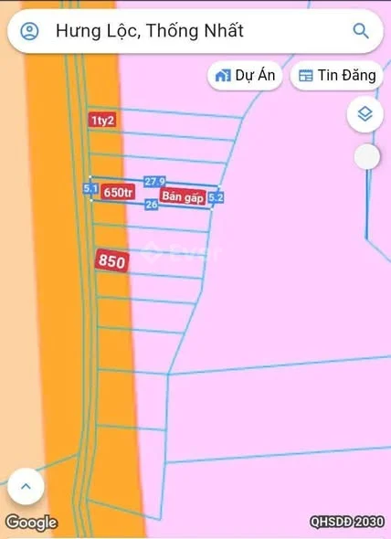 Cần ban Gap lo dat sổ riêng trao tay 650tr Bao sổ nha kháchKhu vự xã Hưng Lộc(cũ)Thống Nhất