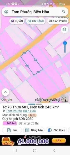 chủ gửi bán Long Đức 1, Tam Phước TP - Biên HoàĐất đã xây hàng rào , trên đất đang trồng trái cây - Thỏa thuận - 240m²