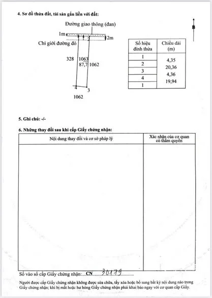 Nền Thổ Cư F0 1 lô duy nhất - Diện tích : 4.35 x 20 ( 87m2 )- Đường ba gác , cách xe tải 40 m