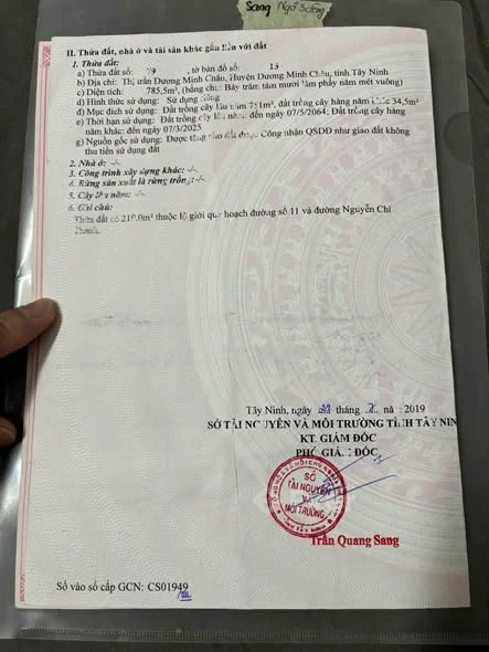 CHÍNH CHỦ - Bán gấp đất mặt tiền DT781- Nguyễn Chí Thanh - Gần ngã 3 Bờ hồ, Thị trấn Dương Minh Châu