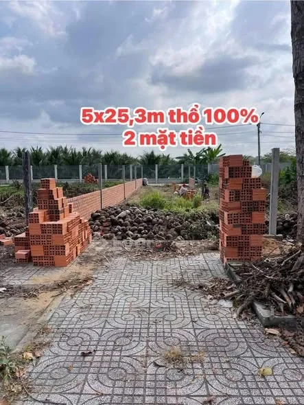 BÁN DÙM ANH BẠN Đất nền 2 mặt tiền đường Mậu Thân P9, Tp Trà Vinh Diện tích: 5x25,3m thổ cư 100%