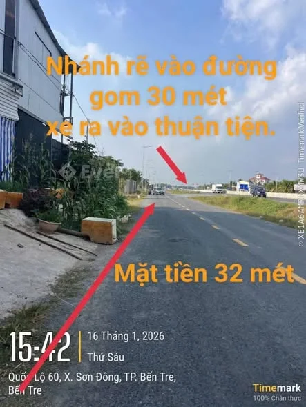 HÀNG HIẾM𝐍𝐂𝐂MẶT TIỀN ĐƯỜNG CẦU RẠCH MIỄU 2. SƠN ĐÔNG-BẾN TRE CŨ - 1,85 tỷ - 200m²