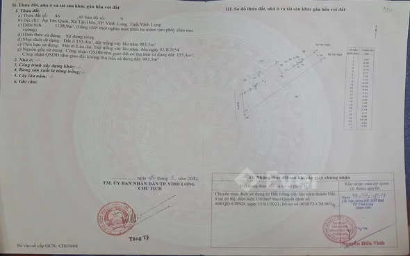 Bán đất mt đường vào chùa Phật Ngọc Xá Lợi , Vĩnh LongDiện tích: 1139m2 sẵn 305m2 thổ cư