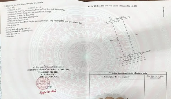 Bán Đất mặt tiền Đoàn Giỏi TP Mỹ Tho _DT: 4,2m × 15m (thổ cư 100 %)