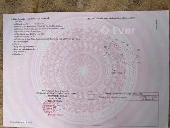 - Chính chủ gửi bán 248m2 đất thổ cư + 75m2 đất cây hàng năm mặt tiền Đỗ Tường Tự, xã Bình Tâm - 2,75 tỷ - 248m²