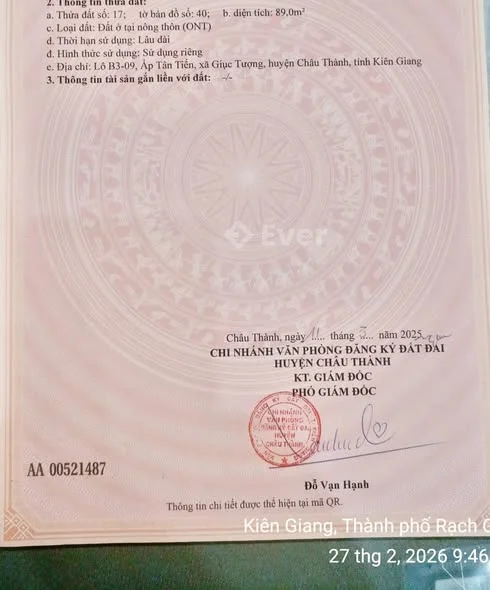 Bán nền khu dân cư Chợ Giục Tượng.Dt. 5 x 17 (full thổ cư)Giá 600.trLh.