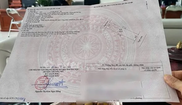 Diện tích: 68,8m2 Full thổ cư, mặt tiền 4m- Đường rộng 5m, Đường thông oto vào tận đất