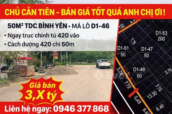 CHỦ CẦN TIỀN – BÁN NHANH LÔ ĐẤT TĐC BÌNH YÊN GIÁ CỰC TỐT