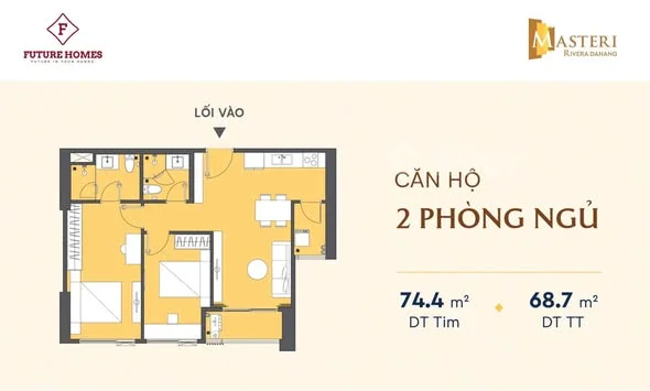 Sang nhượng căn hộ Masterise 2PN với view sông và trung tâm thành phố