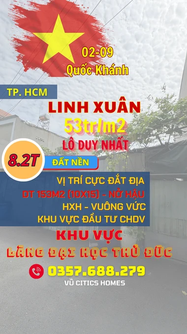 153M2 CHỈ 53TR/1M2 LÔ ĐẤT HIẾM DUY NHẤT CÒN SÓT LẠI - XÂY CHDV - PHÂN LÔ XÂY NHÀ ĐẸP