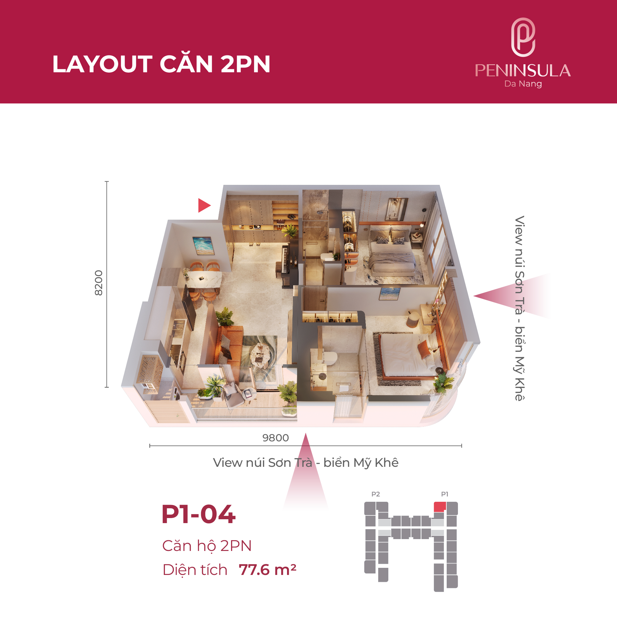 🌟 CĂN GÓC 2PN DUY NHẤT – PENINSULA ĐÀ NẴNG 🌟