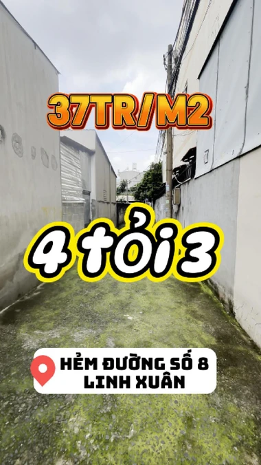 37tr/m2 - Hẻm ba gác đường số 8 - Linh Xuân (Gần QL1K)