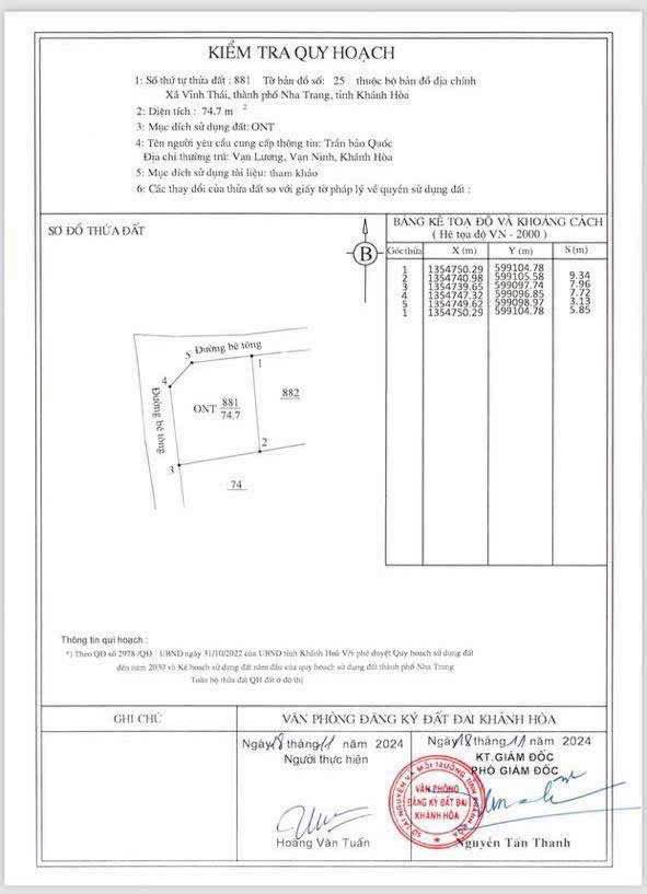 BÁN ĐẤT LÔ GÓC 2 MẶT TIỀN – NGAY CHỢ VĨNH THÁI – NHA TRANG